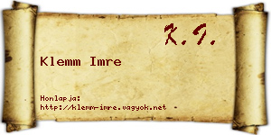 Klemm Imre névjegykártya